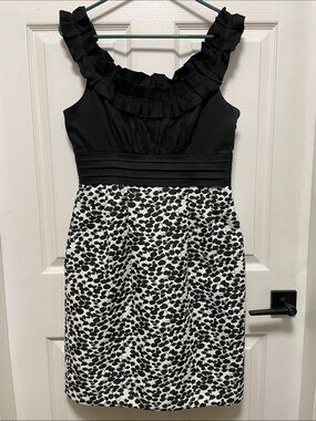 Jessica Howard | Black /White | Ruffled Neck | Sleeveless Dress | Size 8